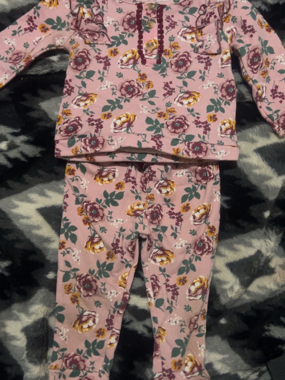 Little Lass Pink Floral One-Piece Pajama Set